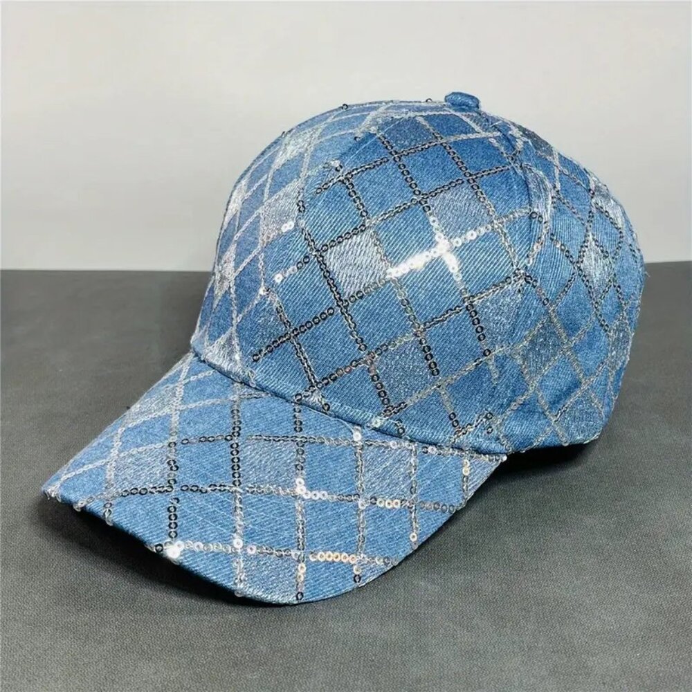 Sequin Grid Baseball Cap - image 1